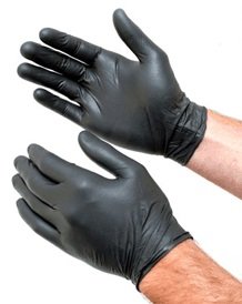 NITRILE Gloves Powder Free BLACK - SMALL 100 gloves per park