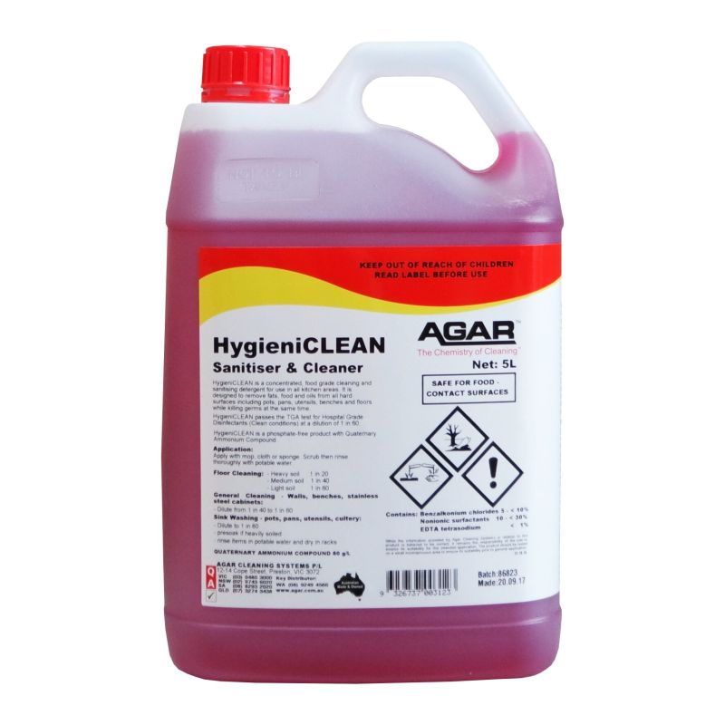 Agar Hygieniclean - Food Safe Sanitiser & Cleaner- 5L