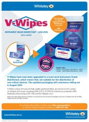 Whiteley V-Wipes Flat Pack Hospital Grade Disinfectant Wipes (12pkts x 50 wipes)