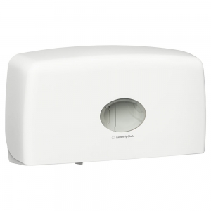 AQUARIUS 70210 Jumbo Roll Toilet Tissue Twin Dispenser, White Lockable ABS Plast