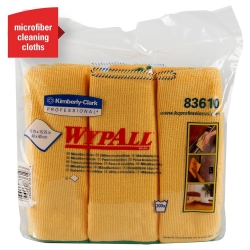 WYPALL 83610 Microfibre Cloth, Yellow 40cm x 40cm, 6 Cloths per Pack, 4 Packs pe