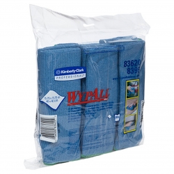 WYPALL 83620 Microfibre Cloth, Blue 40cm x 40cm, 6 Cloths per Pack, 4 Packs per