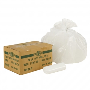 Bin Liner 36lt White Tidy Bag Roll 1000/ctn
