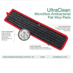 Sabco Ultraclean Microfibre Antibacterial Flat Mop Pads RED 10pk