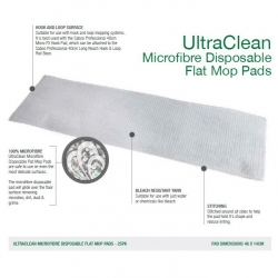 Sabco Ultraclean Microfibre Disposable Flat Mop Pads 25pk